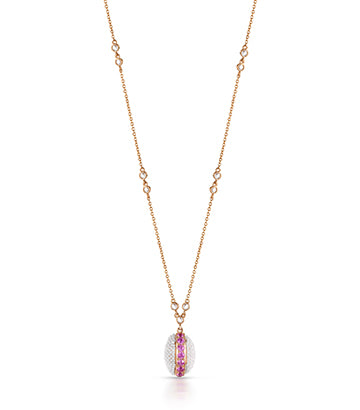Pearl, Diamond and Pink sapphire necklace